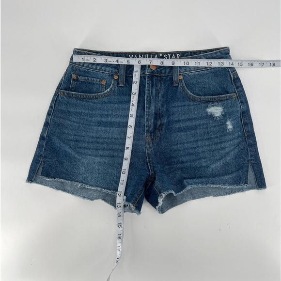 Vanilla Star High Rise Shortie Cut Off Ripped Jean Shorts Size 5 Women's - Picture 5 of 5